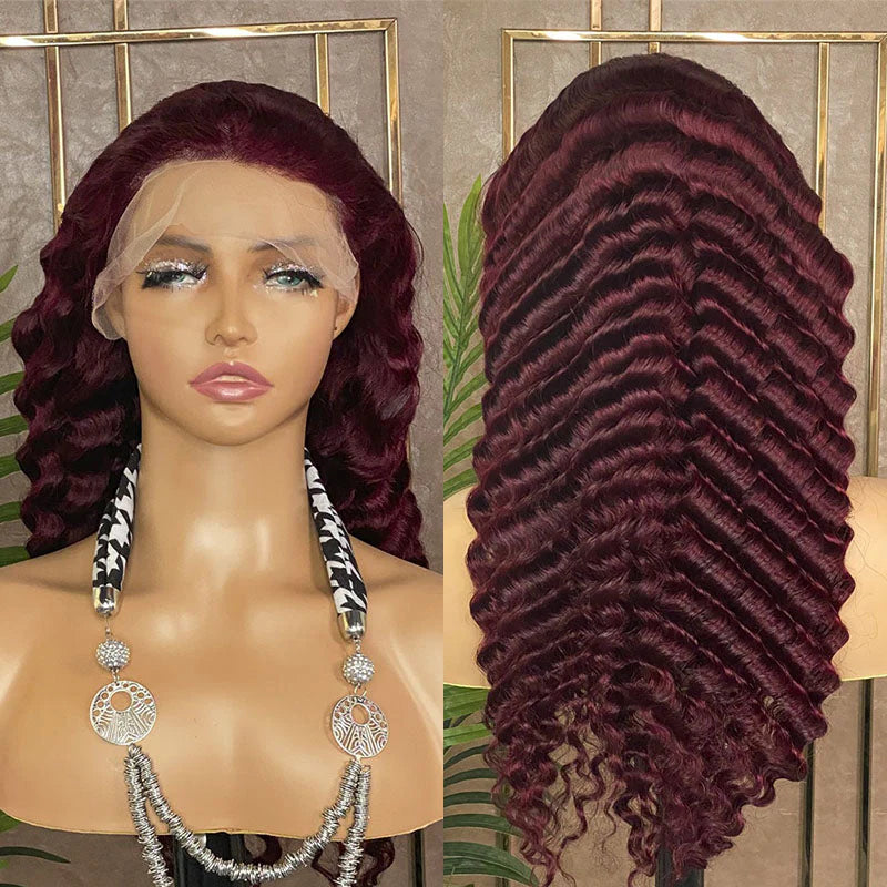 Hair 99J Lace Front Wig 13x4 Transparent Lace Straight Lace Front Human Hair Wig