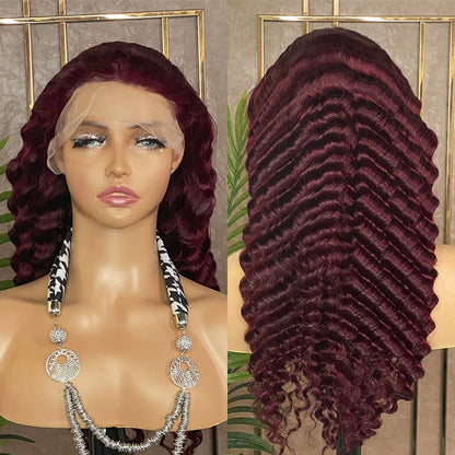 Hair 99J Lace Front Wig 13x4 Transparent Lace Straight Lace Front Human Hair Wig