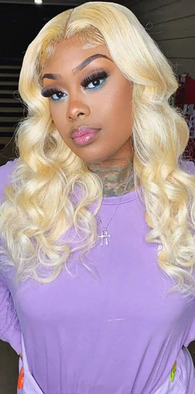 Hair #613 Blonde Body Wave 3 Bundles with 4x4 Transparent Lace Closure