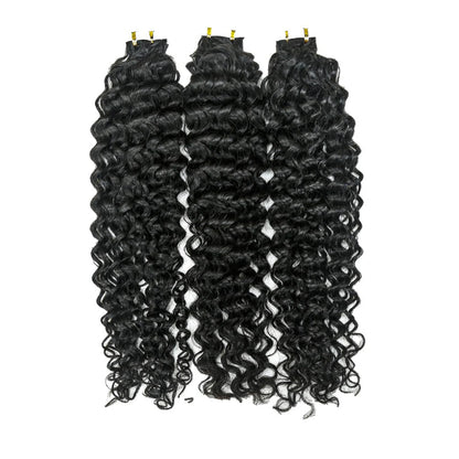 Hair Invisible Tape In Virgin Jerry Curl Tape Ins Hair Extensions 100% Human Hair