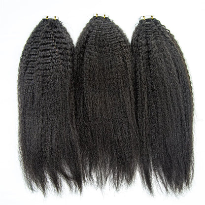 Hair Cuticle Aligned Unprocessed Virgin hair Kinky Straight Tape Hair Extension Tape Ins