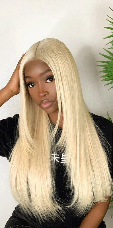 Hair #613 Blonde Straight Hair 3 Bundles with 5x5 HD Closure