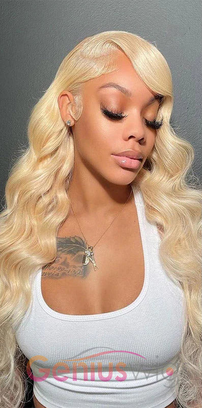 Hair #613 Blonde Body Wave Human Hair 3 Bundles with 13x4 Frontal
