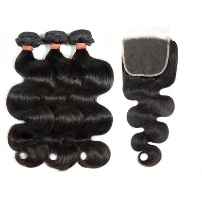 Hair 9A/10A12A Body Wave 3 Bundles with 5x5 Lace Closure Human Hair Bundles and Lace Closure