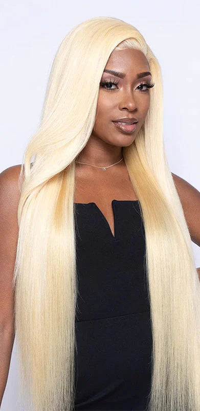Hair #613 Blonde Straight 13x6 HD Frontal With 3 Bundles Human Hair