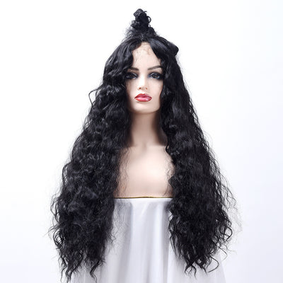 Fluffy Corn Perm Lace Front Wig – 24-Inch Hand-Hooked Japanese Silk