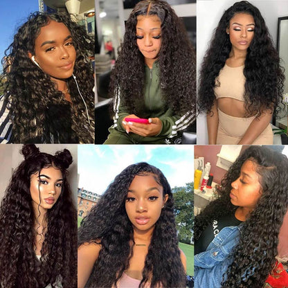 Hair 9A/10A12A Brazilian Water Wave 3 Bundles Human Hair Bundles with 5x5 Closure Small Knots