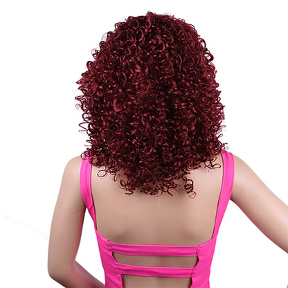 Chic Synthetic Afro Curly Wig with Qi Bangs – Sweet and Cute Style for Black Women