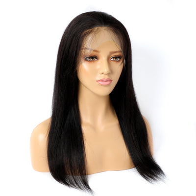 Premium 9A European and American Lace Front Wig – Natural Black Straight Hair