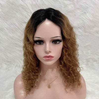 Hand-Knitted Real Human Hair Wig | 18-Inch Medium Long | Natural Look