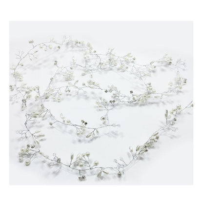 Bride's Long Hair Band – Elegant Silver, Gold & Rose Gold Wedding Headband with Pearls