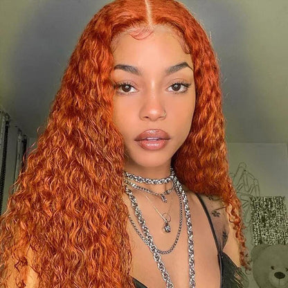 Front Lace Small Curly Orange Hair Wig | 26"-14" | High-Temperature Fiber | Half Hand-Woven | Perfect for Any Skin Tone
