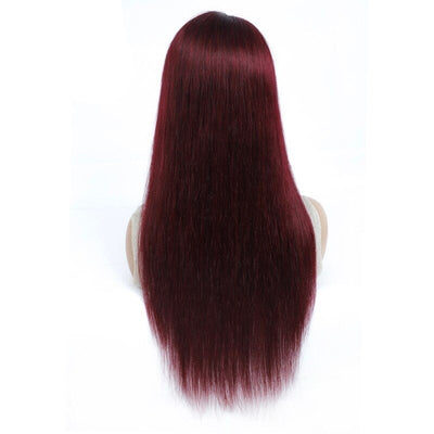 Premium Brazilian Remy Hair Headband Wig - 10A Grade Burgundy Straight Human Hair, 8-30 Inches, 180%-200% Density