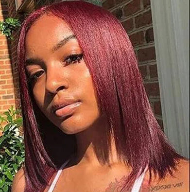 Hair 13x6 Lace Front Wig 99J Bob Wig Burgundy Bob Wig