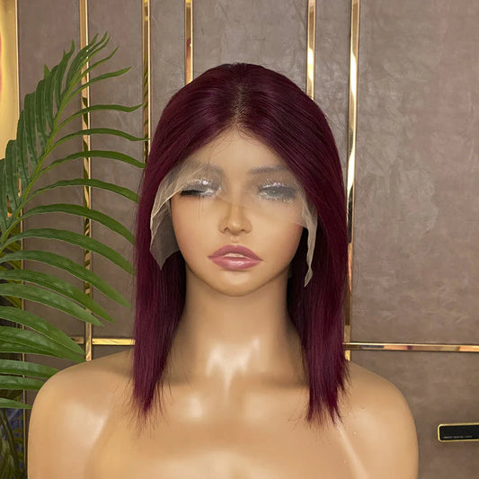 Hair 13x6 Lace Front Wig 99J Bob Wig Burgundy Bob Wig