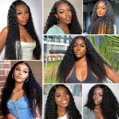 Hair Deep Wave Hair 3 Bundles with 4x4 Lace Closure Human Hair