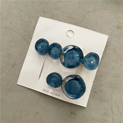 Elegant Planet-Inspired Artificial Crystal Hair Clips – Set of 2 in Sea Blue, Pink, Gray, White & Orange