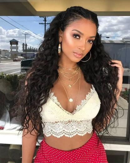 Premium Peruvian Water Wave Human Hair Bundles – Machine Double Weft, Natural Black, Dyeable & Styleable