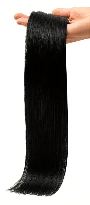 Straight Tape-In Hair Extensions | 100% Real Human Hair | Jet Black | 20 Pcs | Reusable & Long-Lasting