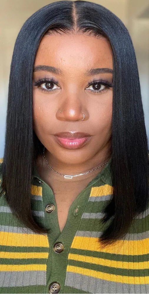 Short Yaki Straight Lace Wigs – Transparent Swiss Lace, 4x4, 5x5, & 6x4 Options