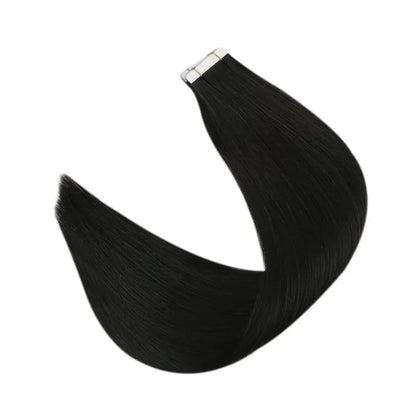 Natural Black Tape-In Human Hair Extensions | 100% Real Human Hair | Straight, Soft & Reusable