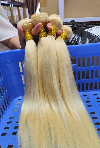 Premium Straight Human Hair Wefts – 12-32 Inch, Full Cuticle Aligned, Dyeable, Machine Double Weft