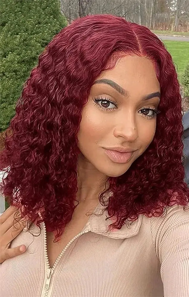 Short Deep Wave Lace Front Wig – Transparent Swiss Lace, 4-16 inches