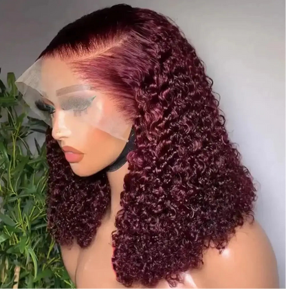 Short Deep Wave Lace Front Wig – Transparent Swiss Lace, 4-16 inches