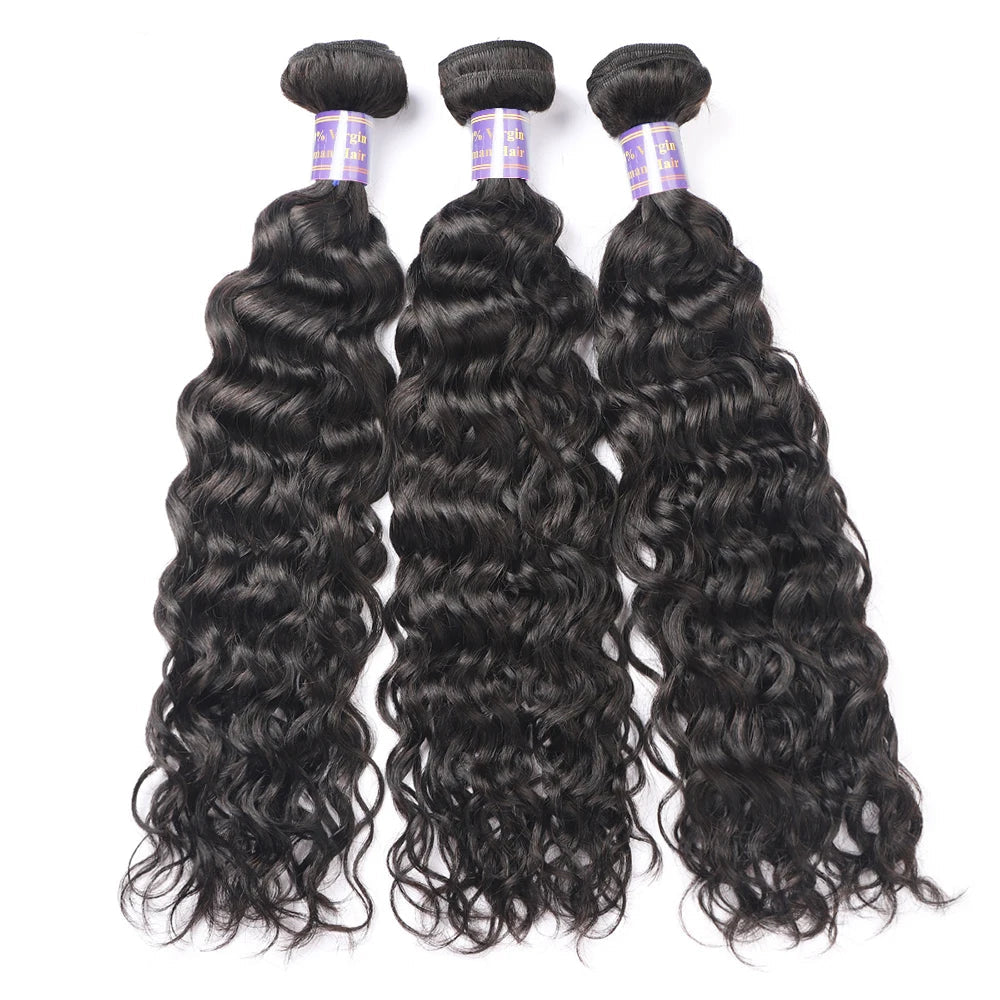 Premium Water Wave Human Hair Bundles – Natural, Unprocessed, and Dye-Friendly