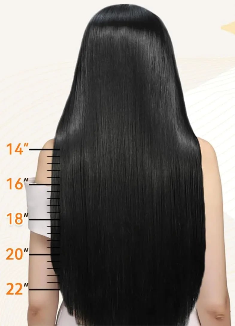8PCS Pure Color Straight Human Hair Extensions Set - Permable & Dyeable