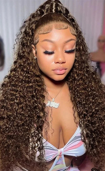 26+ Inch Curly Human Hair Lace Front Wig – Transparent French Lace, Dye-Friendly, Natural Look