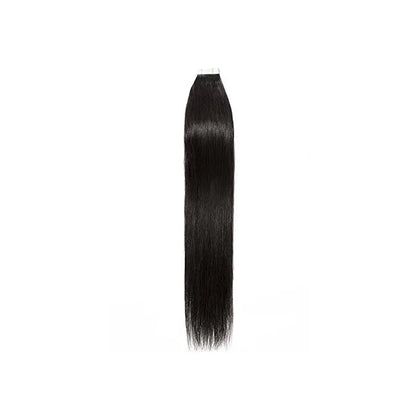 Straight Tape-In Hair Extensions | 100% Real Human Hair | Jet Black | 20 Pcs | Reusable & Long-Lasting