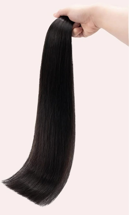 Natural Black Straight Tape-In Human Hair Extensions | 100% Real Human Hair | Reusable, Invisible & Long-Lasting