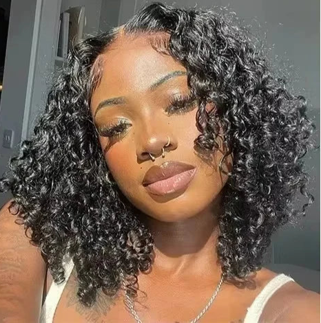 Short Curly Hair Wig – 4-16 Inches, Transparent Lace, 13x6 & 5x5 Frontal Options