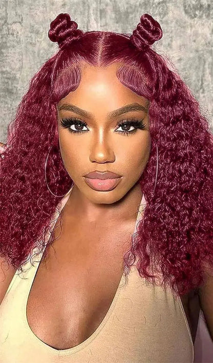 Short Deep Wave Lace Front Wig – Transparent Swiss Lace, 4-16 inches