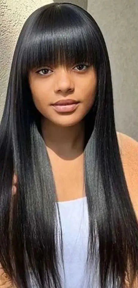 Long Straight Human Hair Wig – Swiss Lace, Transparent Lace, Customizable Length and Color