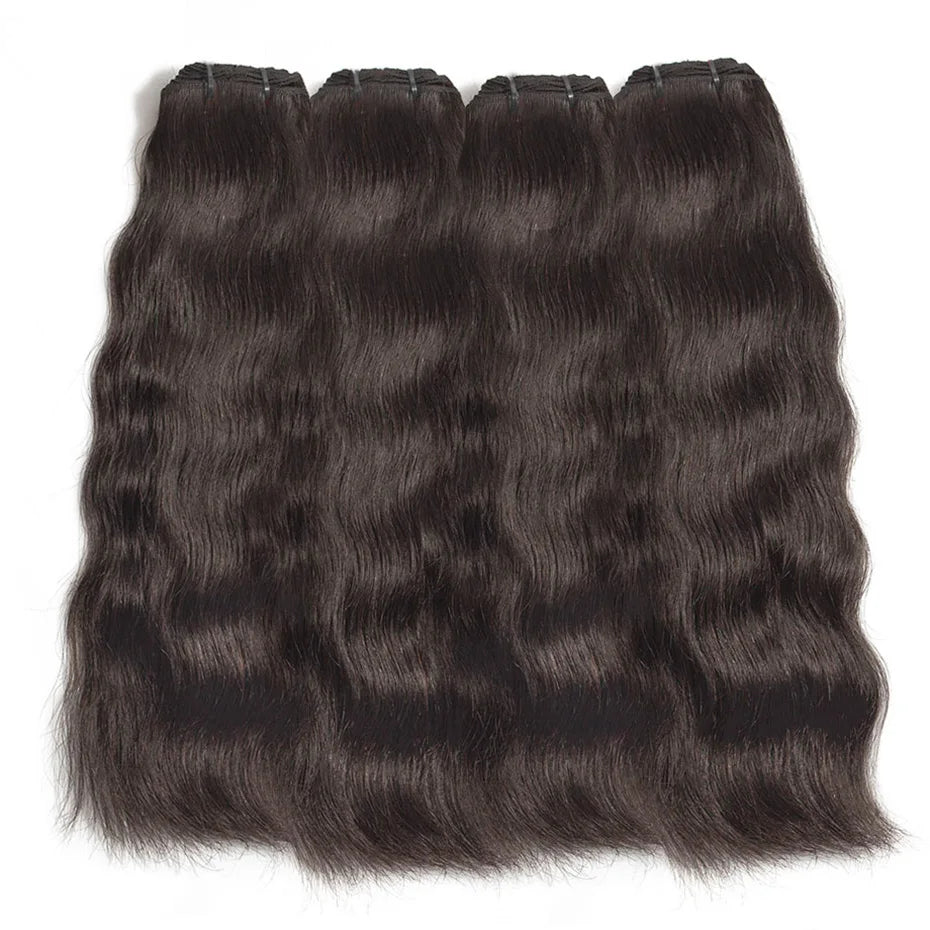 30-34 Inch Raw Virgin Straight Human Hair Bundles - 100% Natural Double Weft Extensions