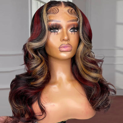 Long Wavy Synthetic Lace Wig for Black Women – Heat Resistant, Light Brown Lace, Premium Quality, Natural Black Hair Look