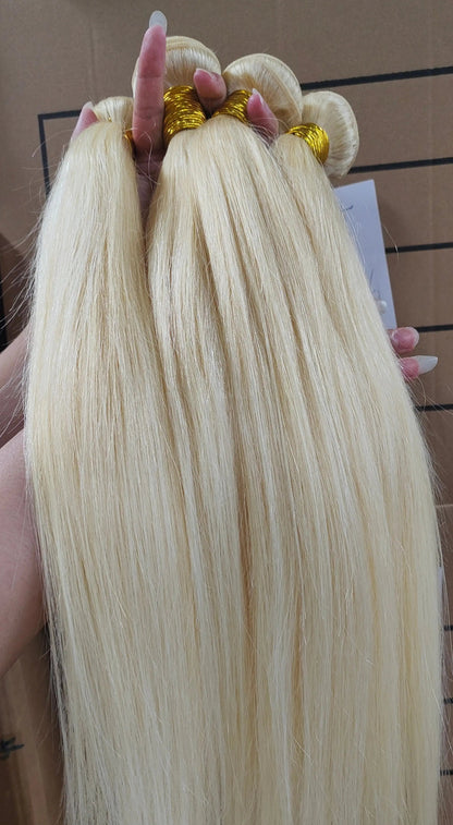 Premium Straight Human Hair Wefts – 12-32 Inch, Full Cuticle Aligned, Dyeable, Machine Double Weft