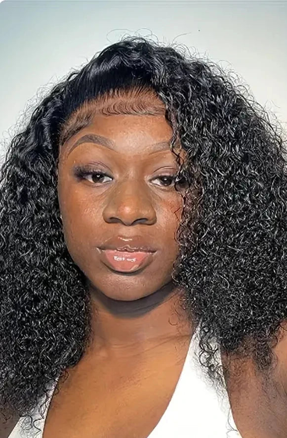 Short Deep Wave Lace Front Wig – 100% Human Hair, Transparent Lace, 4-16 Inch