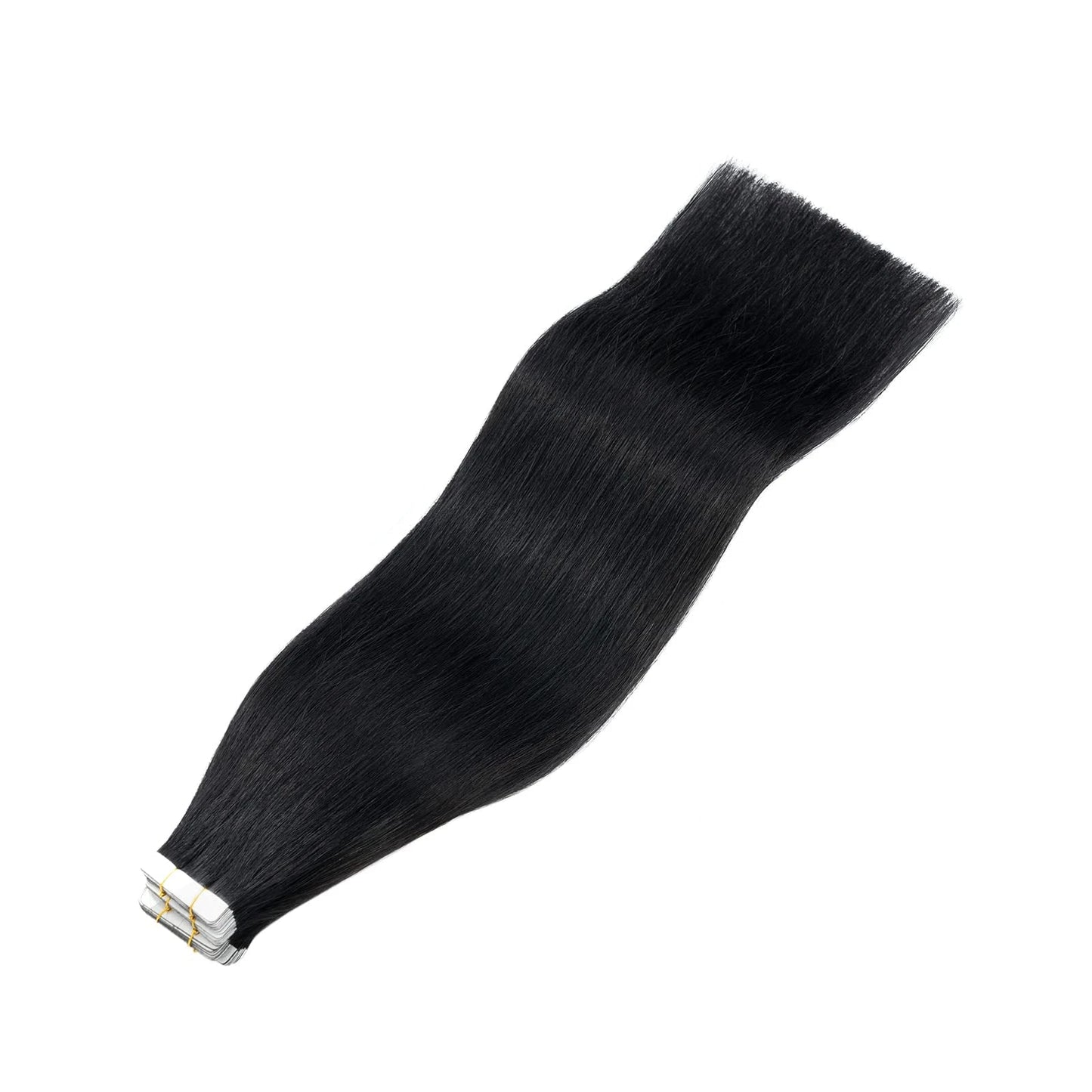 Jet Black Tape-In Hair Extensions | 100% Real Human Hair | Straight & Soft | Reusable Adhesive Tape | 20 Pcs