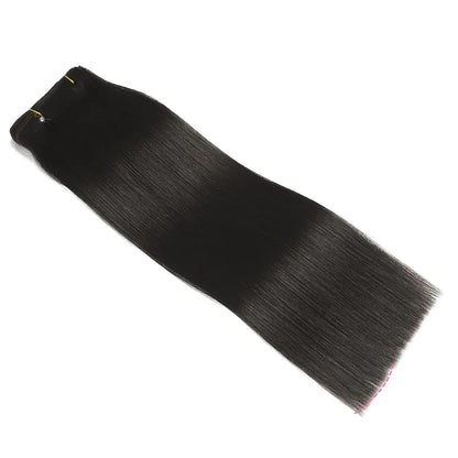 Premium Straight Human Hair Extensions - 8pcs Set, Dye & Perm Ready, Pure Color