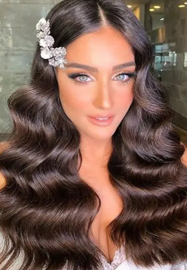 8PCS Pure Color Straight Human Hair Extensions Set - Permable & Dyeable