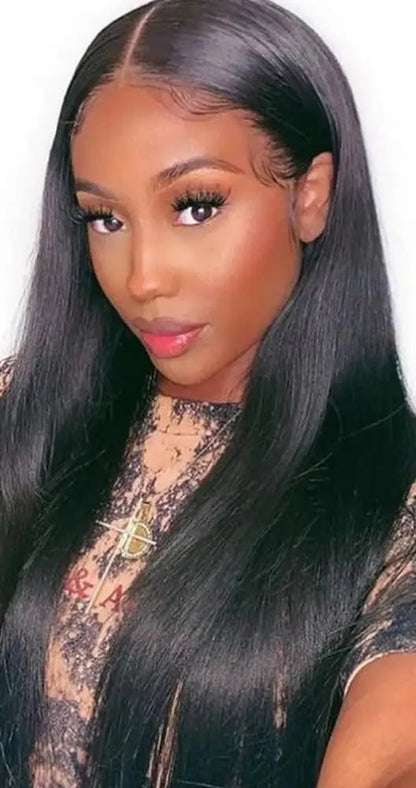 Premium Straight Human Hair Extensions - 8pcs Set, Dye & Perm Ready, Pure Color