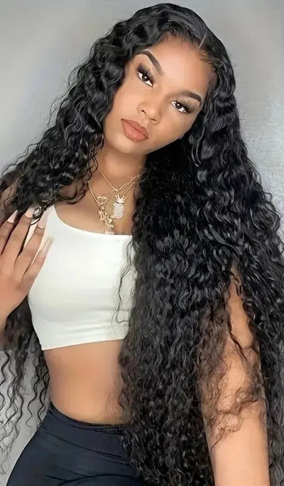 Premium 26+ Inch Deep Wave Brazilian Remy Lace Front Wig – 13x6/13x4 HD Lace, Full Lace, Permable