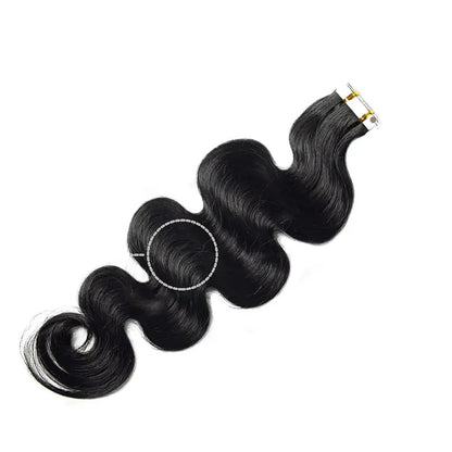 Natural Black Body Wave Tape-In Extensions - 100% Human Hair (16"-26") | Invisible, Durable & Reusable