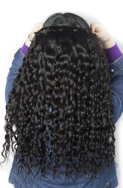 Premium Peruvian Water Wave Human Hair Bundles – Machine Double Weft, Natural Black, Dyeable & Styleable