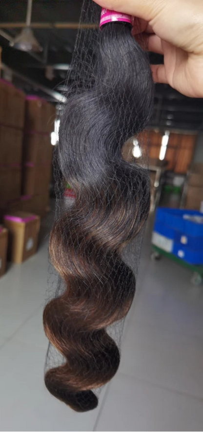 UNice Dark Root Ombre Brown Body Wave Human Hair Bundles – 100% Human Hair, 3/4 PCS Deal, Dyeable & Permed