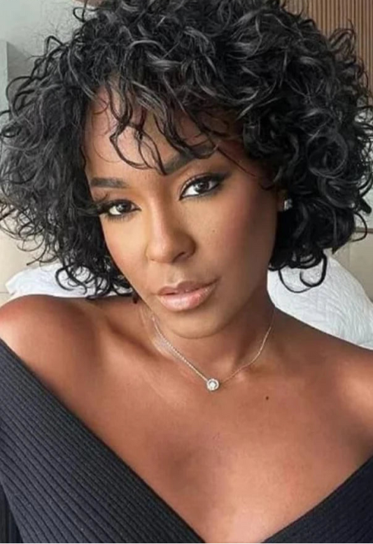 Short Curly Human Hair Wig – 100% Natural Hair, Soft, and Versatile