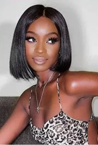 Premium Malaysian Straight Lace Front Wig – Transparent French Lace, Short Length (4-16 Inches), Customizable Color